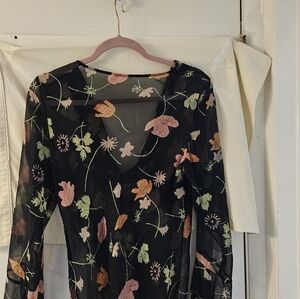 SHEER Black Floral Top